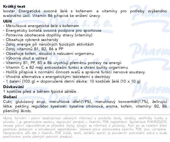 Příbalový leták - ISOSTAR Fruit Boost Energy želé meruňka 10x10g