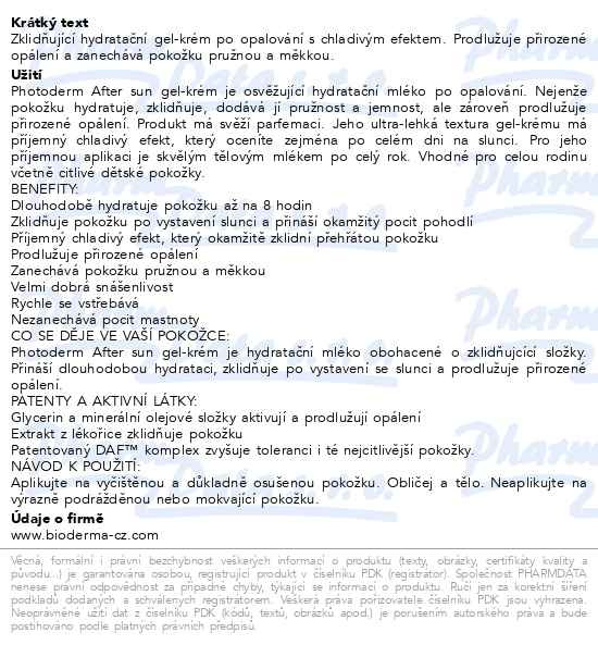Příbalový leták - BIODERMA Photoderm After sun gel-krém 500ml