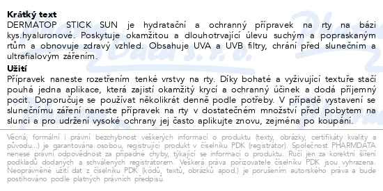 Příbalový leták - DERMATOP stick sun 3ml