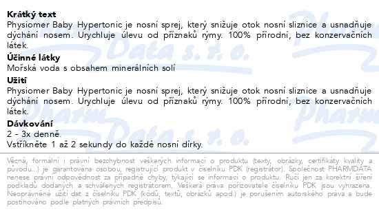 Příbalový leták - Physiomer Baby hypertonic 115ml