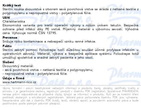 Příbalový leták - Rouška Foliodrape Protect sterilní 75x90cm 35ks