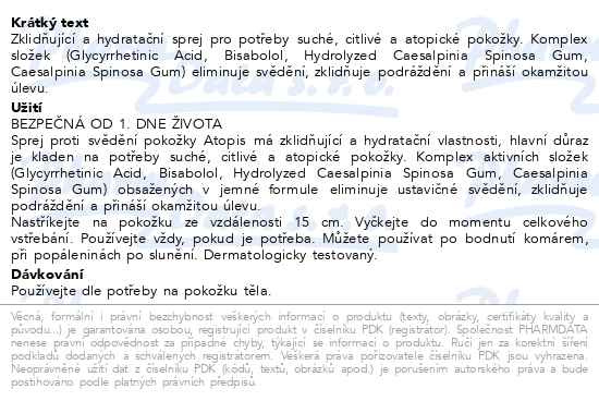 Příbalový leták - Biotter NC ATOPIS sprej proti svědění 100ml