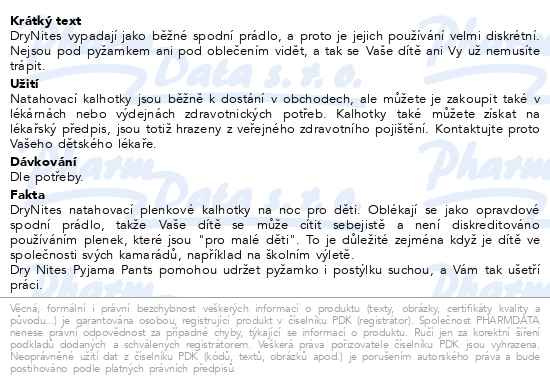 Příbalový leták - DryNites kalhotky absorpční pro chlapce 8-13let (30-48kg) 9ks