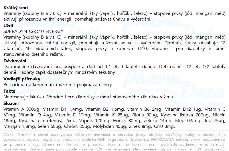 Příbalový leták - Supradyn CoQ10 Energy 60 tablet