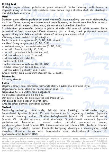 Příbalový leták - BEBACARE KIDS Multivitamin 162g