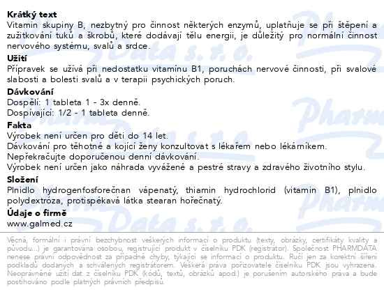 Příbalový leták - Thiamin Galmed tbl 60x50mg