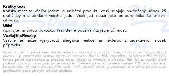 Příbalový leták - SwissMedicus Koňská mast se včelím jedem 75ml