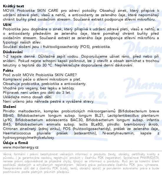 Příbalový leták - MOVit Probiotika Skin care cps.90