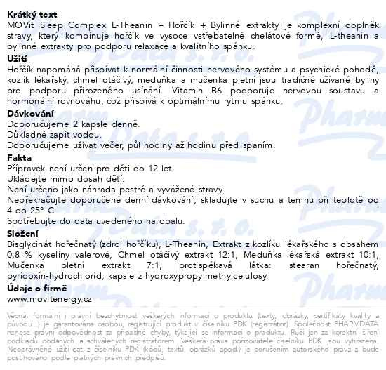 Příbalový leták - MOVit Sleep Complex L-theanin+hoř.+byl.ext.cps.90