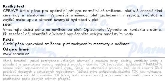 Příbalový leták - CeraVe Čistící pěna pro optimální pH 148ml