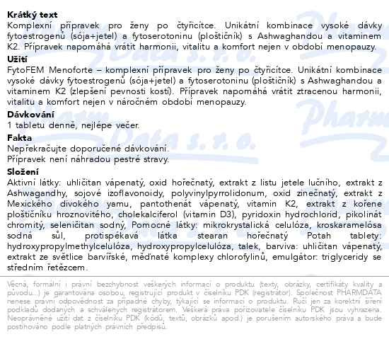 Příbalový leták - FytoFEM MENOFORTE tbl.30