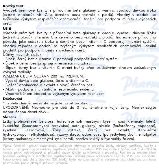 Příbalový leták - Walmark Beta Glukan 200mg 100+20 tablet