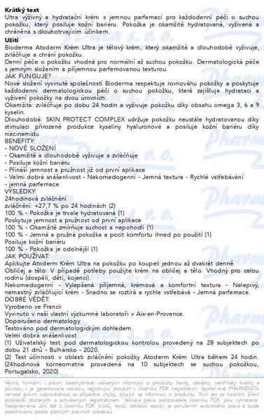 Příbalový leták - BIODERMA Atoderm krém Ultra parfemovaný 500ml