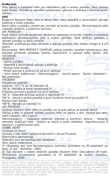 Příbalový leták - BIODERMA Atoderm krém Ultra 500ml