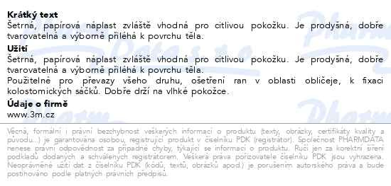 Příbalový leták - 3M Micropore papírová náplast bílá 2.5cmx9.1m 12ks