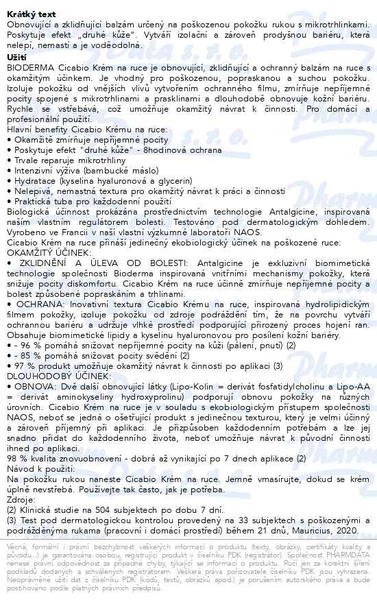 Příbalový leták - BIODERMA Cicabio Mains 50ml