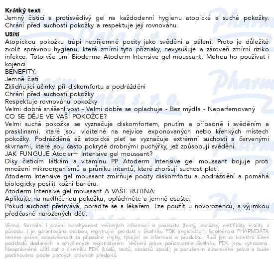 Příbalový leták - BIODERMA Atoderm Intensive Gel moussant 500ml