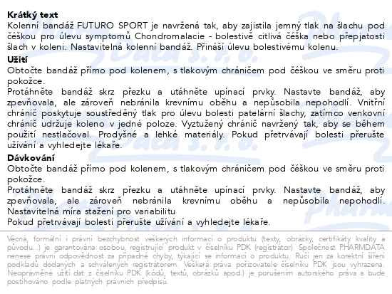 Příbalový leták - 3M FUTURO Nastavitelný kolenní pásek SPORT