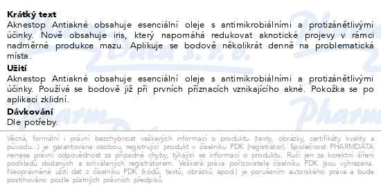 Příbalový leták - RYOR Aknestop Antiakné roll-on s irisem 5ml
