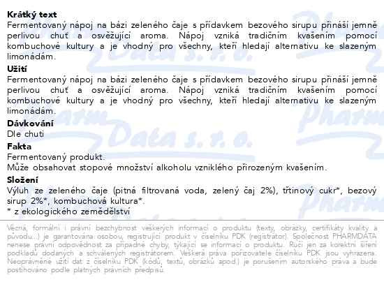 Příbalový leták - Allnature Kombucha Černý bez BIO 330ml