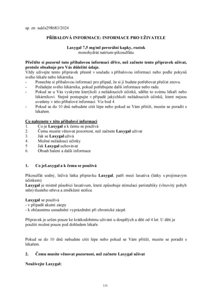 Příbalový leták (SUKL) - Laxygal 7.5mg/ml por.gtt.sol.1x25ml