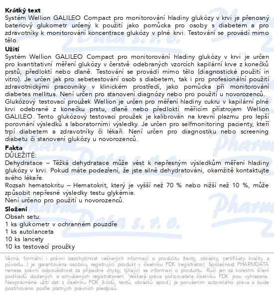 Příbalový leták - Wellion GALILEO COMPACT glukometr set/10pr/10lanc
