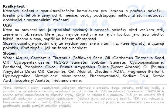 Příbalový leták - ELANCYL Stretch Marks Prevention Cream 200ml