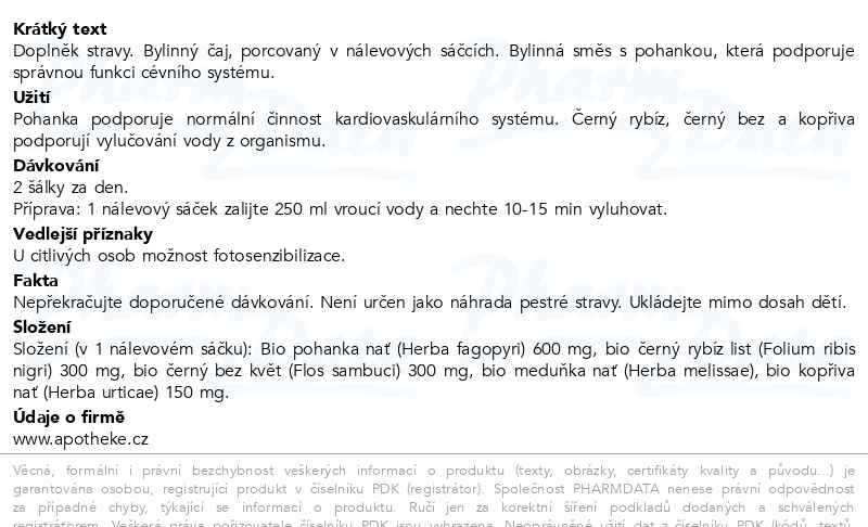 Příbalový leták - Apotheke BIO Pohankový čaj s bezovým květ.20x1.5g