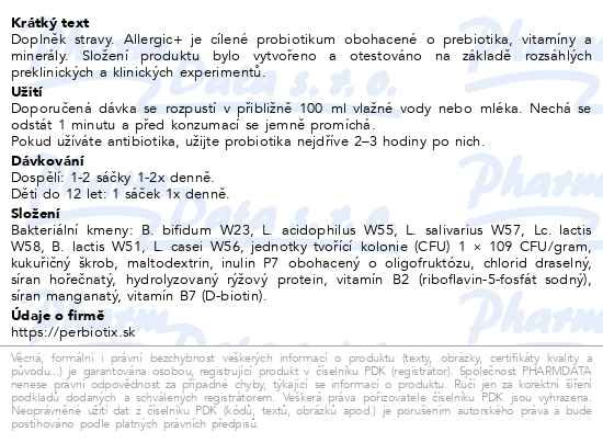 Příbalový leták - iProbio Allergic+ cílená probiotika 30x2g