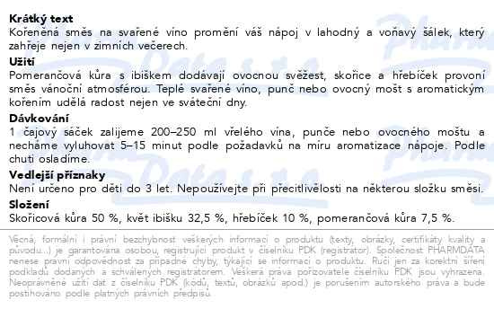 Příbalový leták - LEROS Koření na svařené víno 10x2g