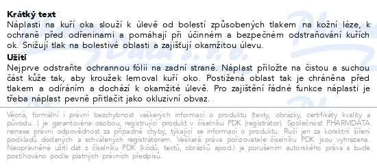 Příbalový leták - Hansaplast náplast na kuří oka 8ks