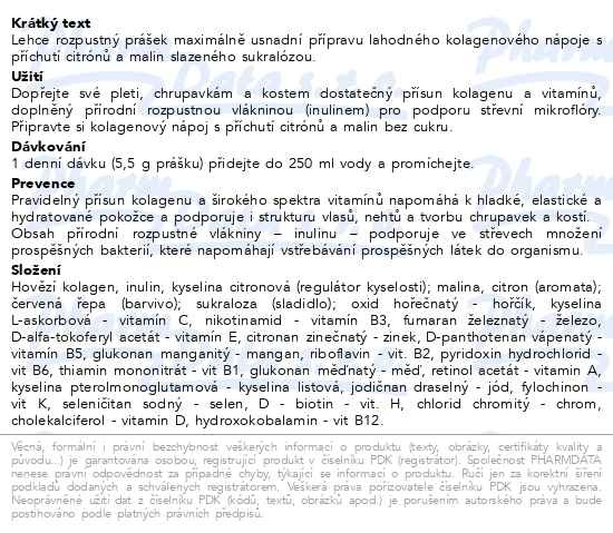 Příbalový leták - Allnature Kolagen multivitamin + inulin s příchutí maliny a citronu110g