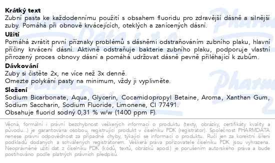 Příbalový leták - Parodontax Akt.obn.dásní Fresh Mint zub.pasta 75ml