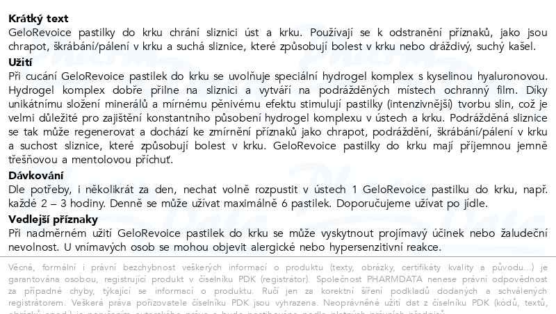 Příbalový leták - GeloRevoice pastilky do krku bezinka-bez ment.20ks
