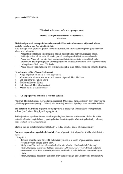 Příbalový leták (SUKL) - Helicid 10 Zentiva 10mg 14 enterosolventích tobolek