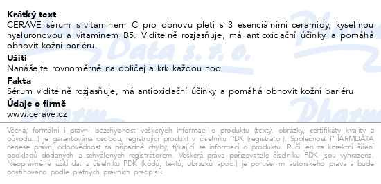 Příbalový leták - CeraVe Obnovující sérum s vitamínem C 30ml