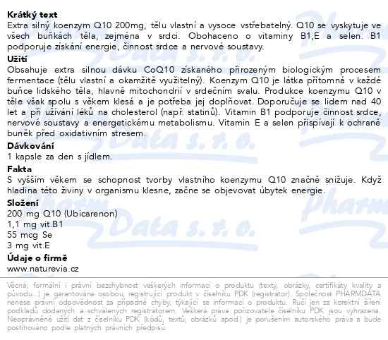 Příbalový leták - NatureVia Koenzym Q10 cardio 200mg cps.60