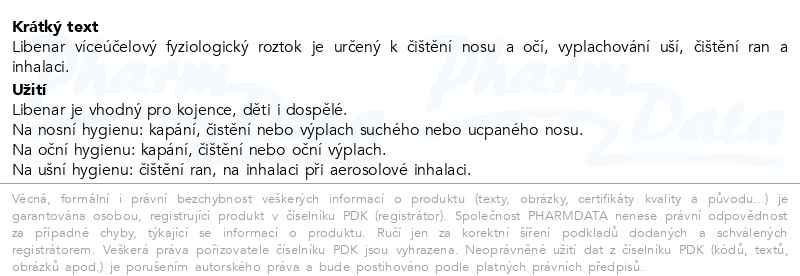 Příbalový leták - Libenar víceúčelový fyziologický roztok 15x5ml