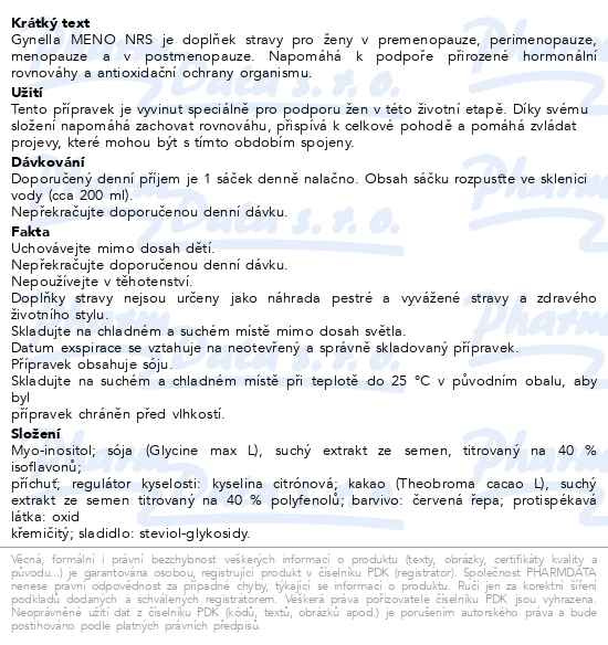 Příbalový leták - Gynella Meno NRS 30x2.6g