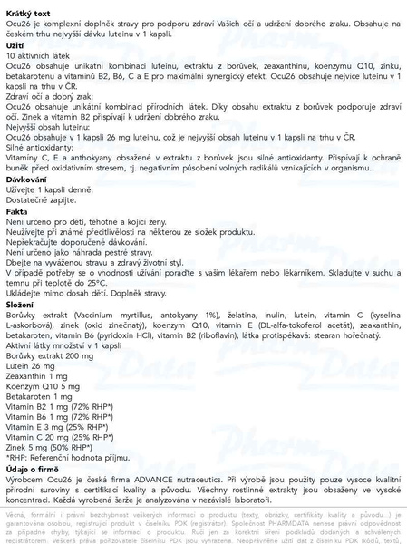 Příbalový leták - ADVANCE Ocu26 60 kapslí