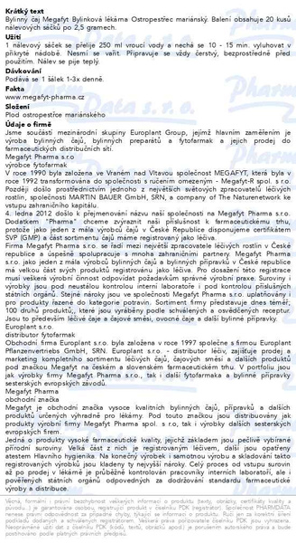 Příbalový leták - Megafyt Bylinková lékárna Ostropestřec mariánský 20x2.5g