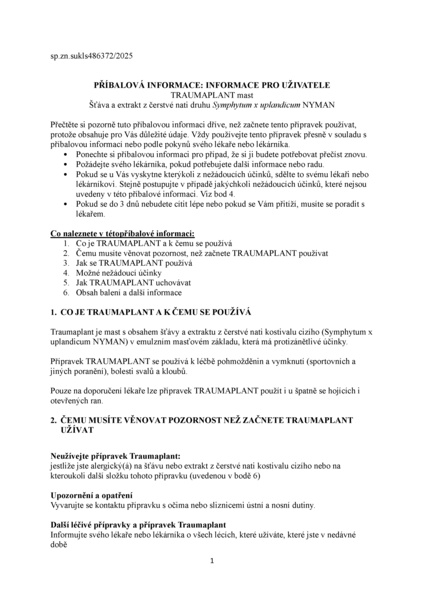 Příbalový leták (SUKL) - Traumaplant drm.ung. 1x100g