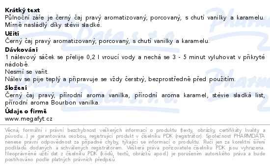 Příbalový leták - Megafyt Půlnoční záře 10x2g