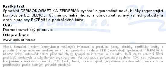 Příbalový leták - EPIDERMA bioaktivní CBD krém při Ekzému 50ml