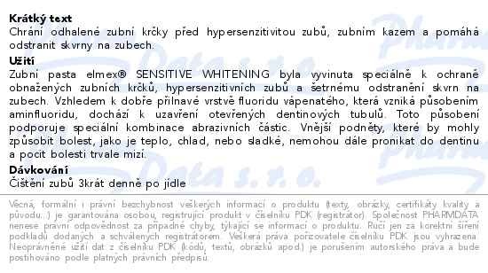 Příbalový leták - Zubní pasta elmex® Gentle Whitening 75ml