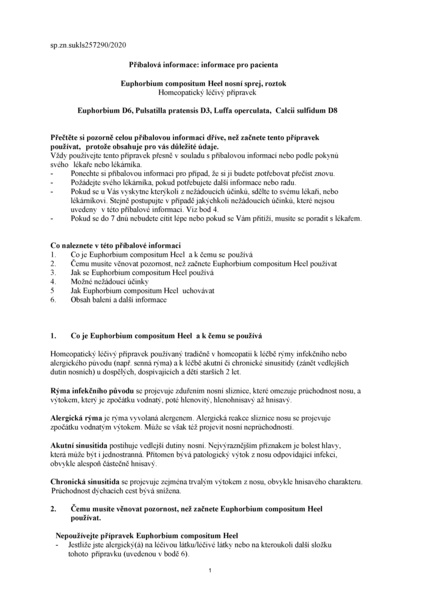 Příbalový leták (SUKL) - Euphorbium compositum Heel nas.spr.sol.20ml