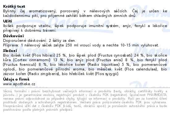 Příbalový leták - Apotheke BIO Zimní šálek se skořicí 20x1.8g
