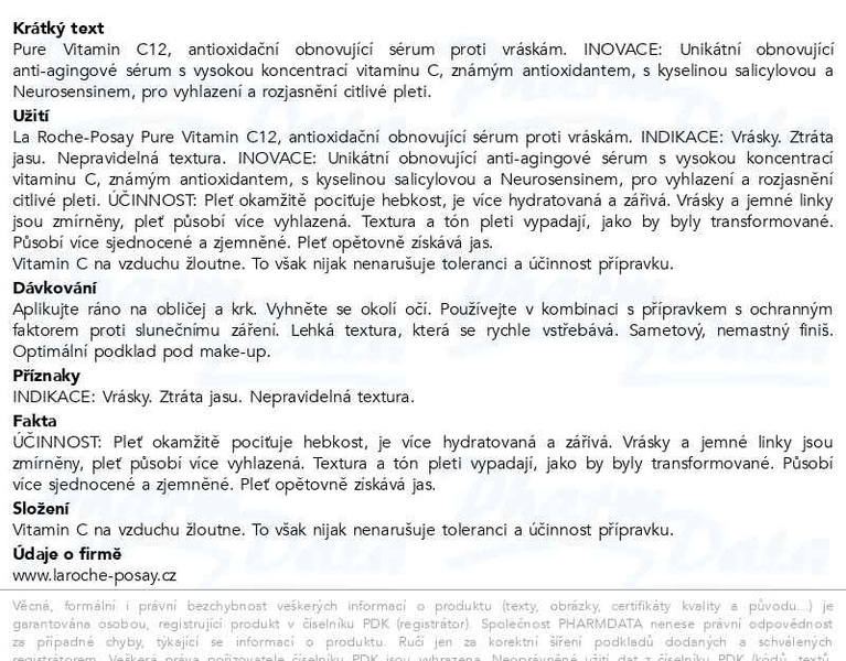 Příbalový leták - LA ROCHE-POSAY PURE Vitamin C12 sérum 30ml