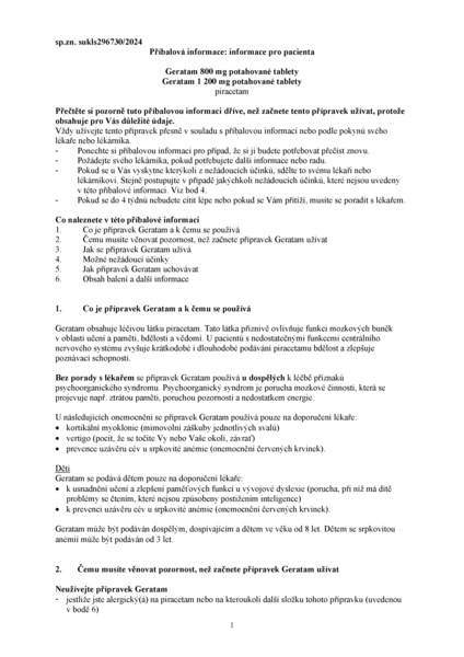 Příbalový leták (SUKL) - Geratam 800 tbl.obd.60x800mg