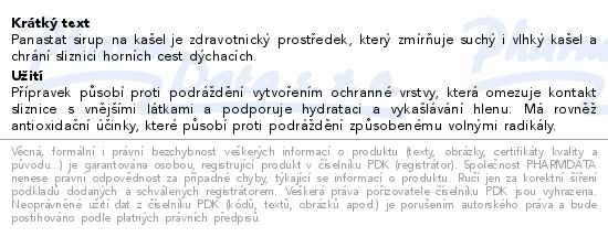 Příbalový leták - Panastat sirup na kašel 128g